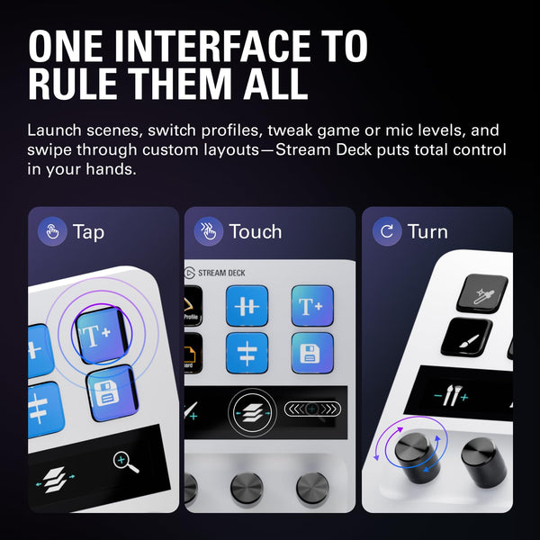 Elgato Stream Deck + White, Audio Mixer, Production Console and Studio Controller for Content Creators, Streaming, Gaming, with customizable touch strip dials and LCD keys, works with Mac and PC