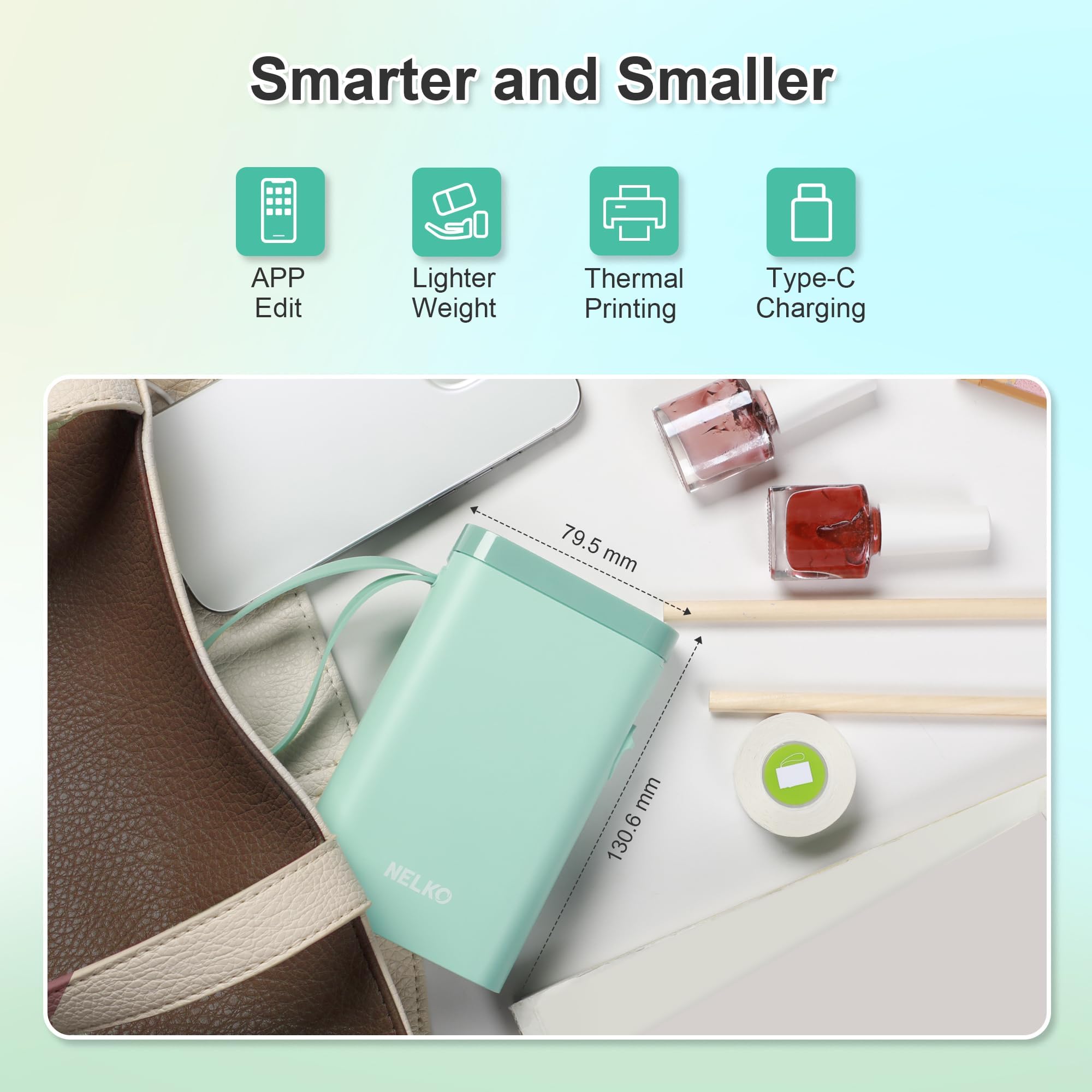 Nelko Label Maker Machine with Tape, P21 Portable Bluetooth Label Printer, Wireless Handheld Sticker Maker Mini Label Makers with Multiple Templates for Organizing Storage Barcode Office, White 1 pack