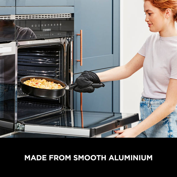 Ninja ZEROSTICK Classic 5-Piece Pan Set [CW55000UK] Aluminium Cookware, Induction Compatible, Dishwasher Safe, Oven Safe to 180°C, Glass Lids, Black