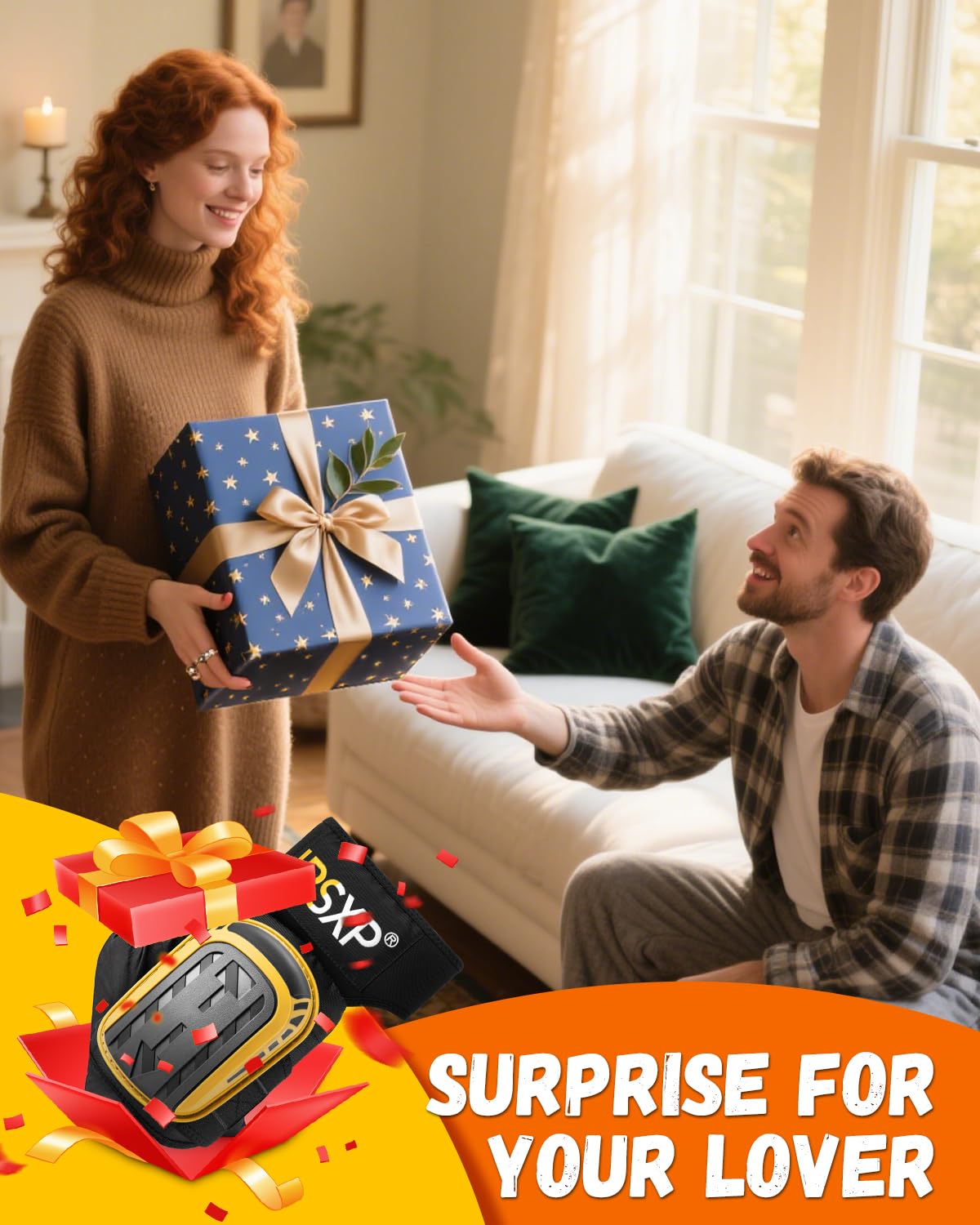 IPSXP Professional Knee Pads for Work,Gardening & Construction Knee Pads for Men and Women with Thick Double Gel Cushion, Strong Adjustable Non-Slip Straps,1 Pair