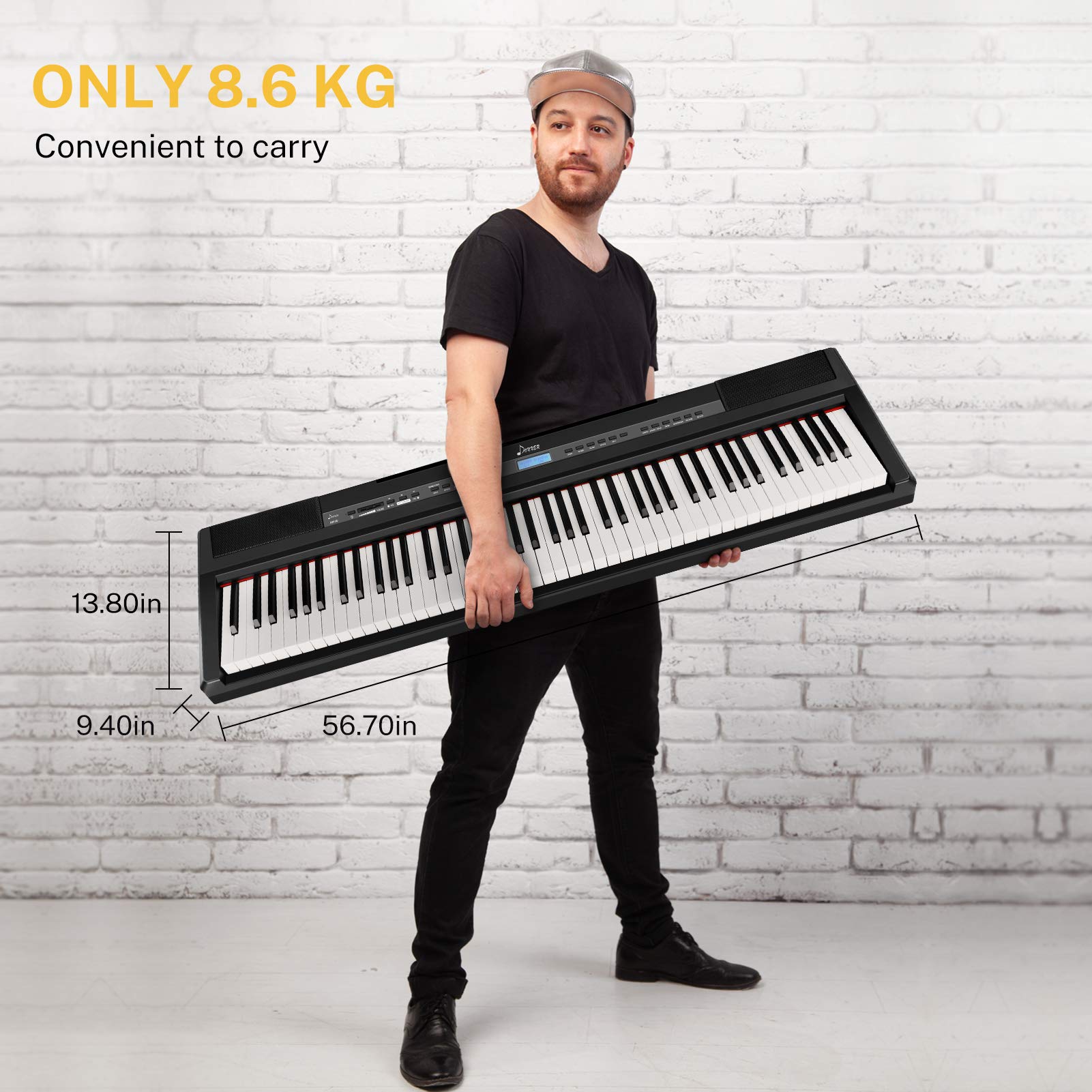 Donner Digital Piano Keyboard Weighted 88 Keys with Piano Stand, Beginner Home Electric Piano with Furniture Stand and Triple Pedal, DEP-20 Real Piano Touch