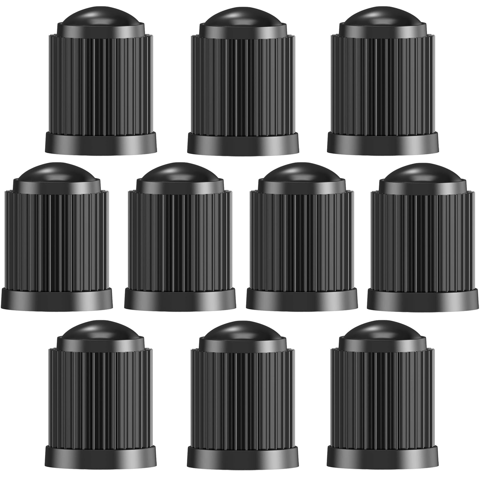 TCPENG® 10PCS Tyre Valve Caps, with O Seal Ring, Universal Stem Dust Covers for SUV, Cars, Bike, Motorcycles, Trucks, Heavy-Duty, Airtight Seal, Screw-On, Easy to Operation (10 Pack Black)