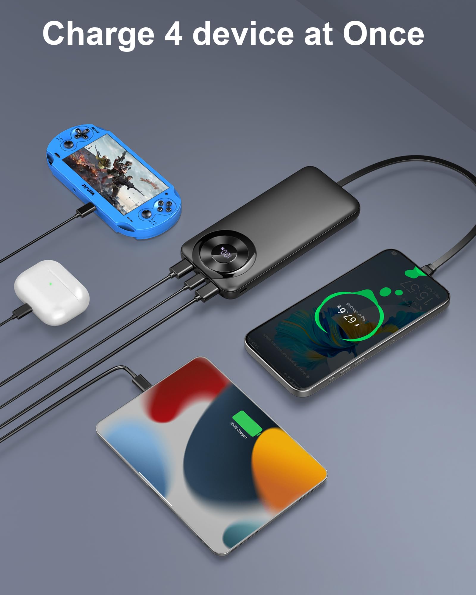 Power Bank High-Speed Charging 10000mAh, Portable Charger Dual Current Mode Phone Battery Pack with USB C Input & Output, PowerBank Triple 3A for iPhone iPad Samsung Xiaomi Android Long Life Recharge