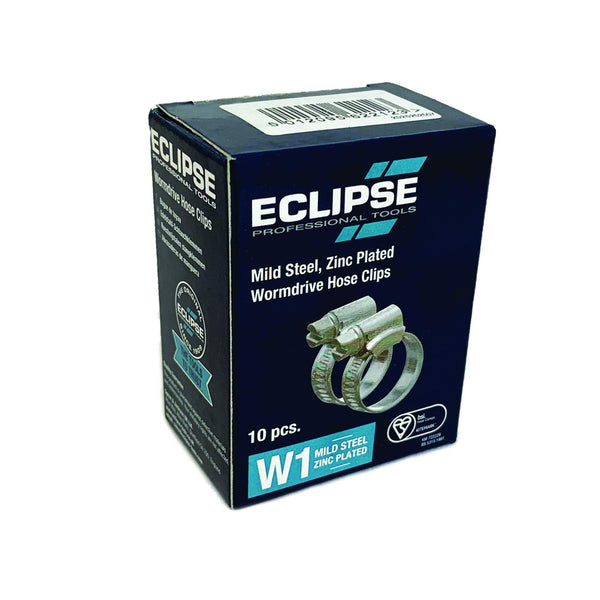 Eclipse Professional Tools ECW1-2A W1 Box of 10 35-50mm (1 ⅜" - 1 ¾") Mild Steel Worm Gear Hose Clamps