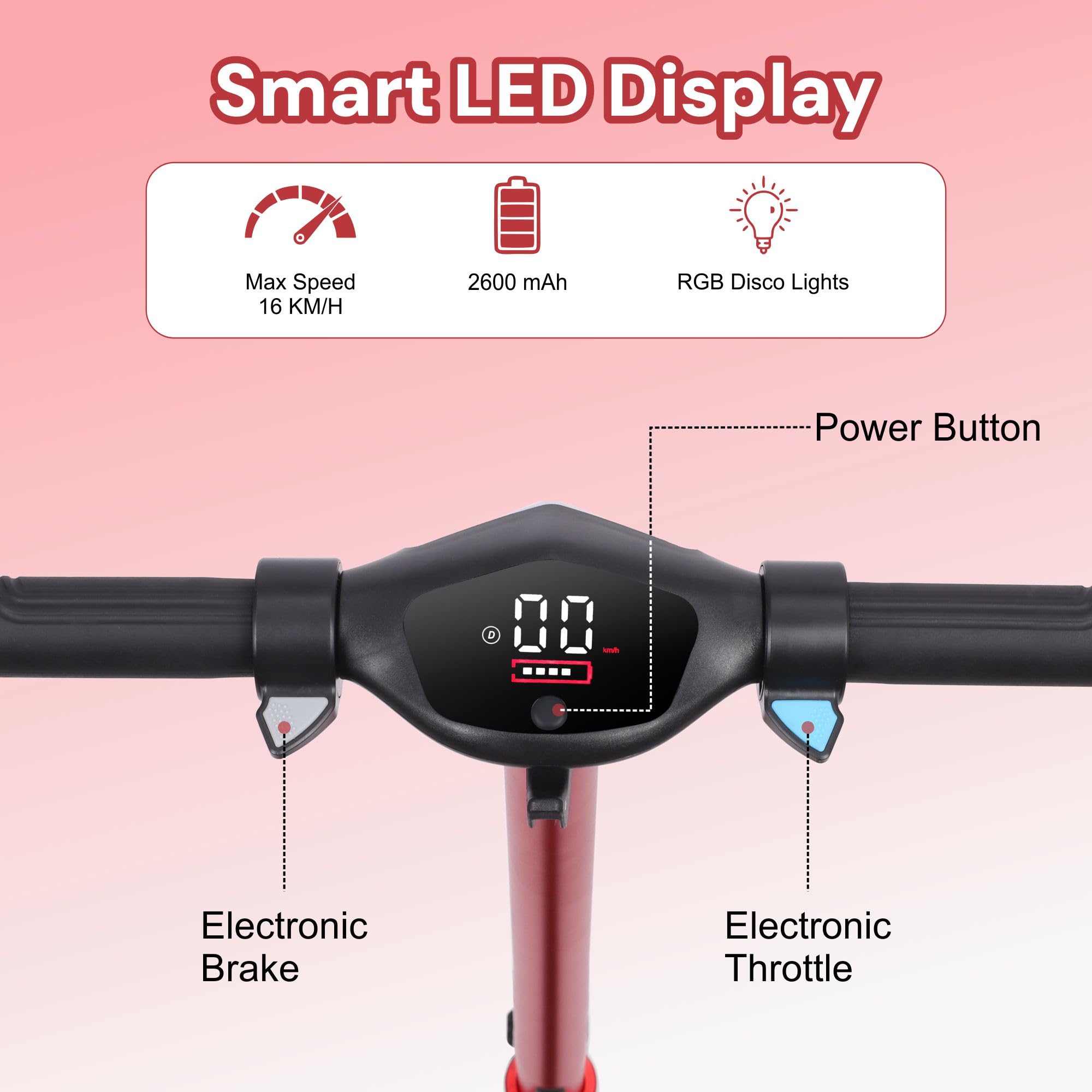 Electric Scooter Kids Foldable Mobility Scooters E Bike With RGB LED Lights For Ages 6-12 Boys Girls | 3 Speed Modes | 6-10 KM Range Dual Braking System 150W Motor Gift for Children