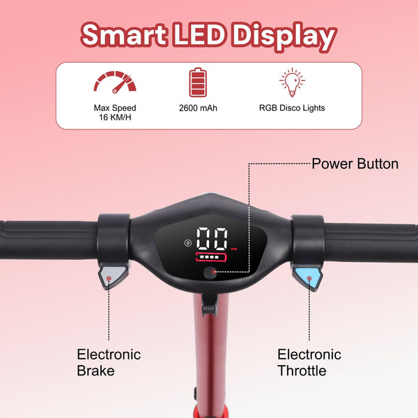 Electric Scooter Kids Foldable Mobility Scooters E Bike With RGB LED Lights For Ages 6-12 Boys Girls | 3 Speed Modes | 6-10 KM Range Dual Braking System 150W Motor Gift for Children
