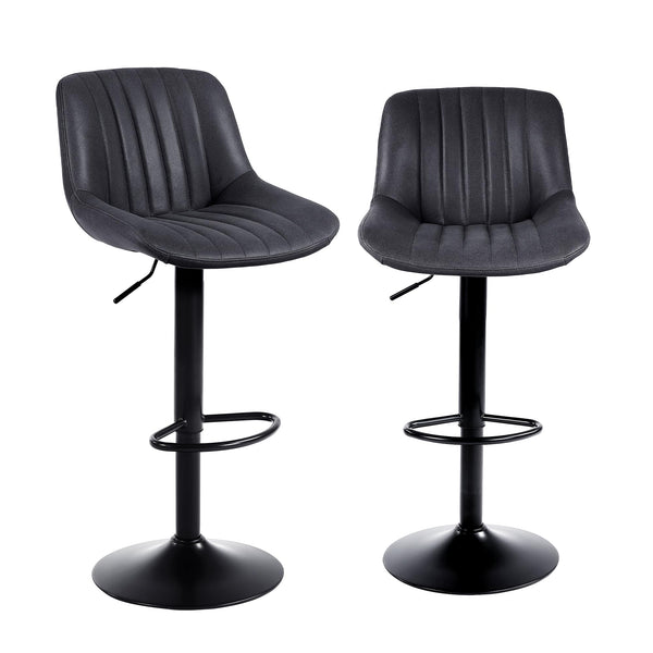 Youhauchair Bar Stools Set of 2, Swivel Counter Height Barstools with Back, Adjustable PU Leather Bar Chairs, Modern Armless Kitchen Island Stool, Black