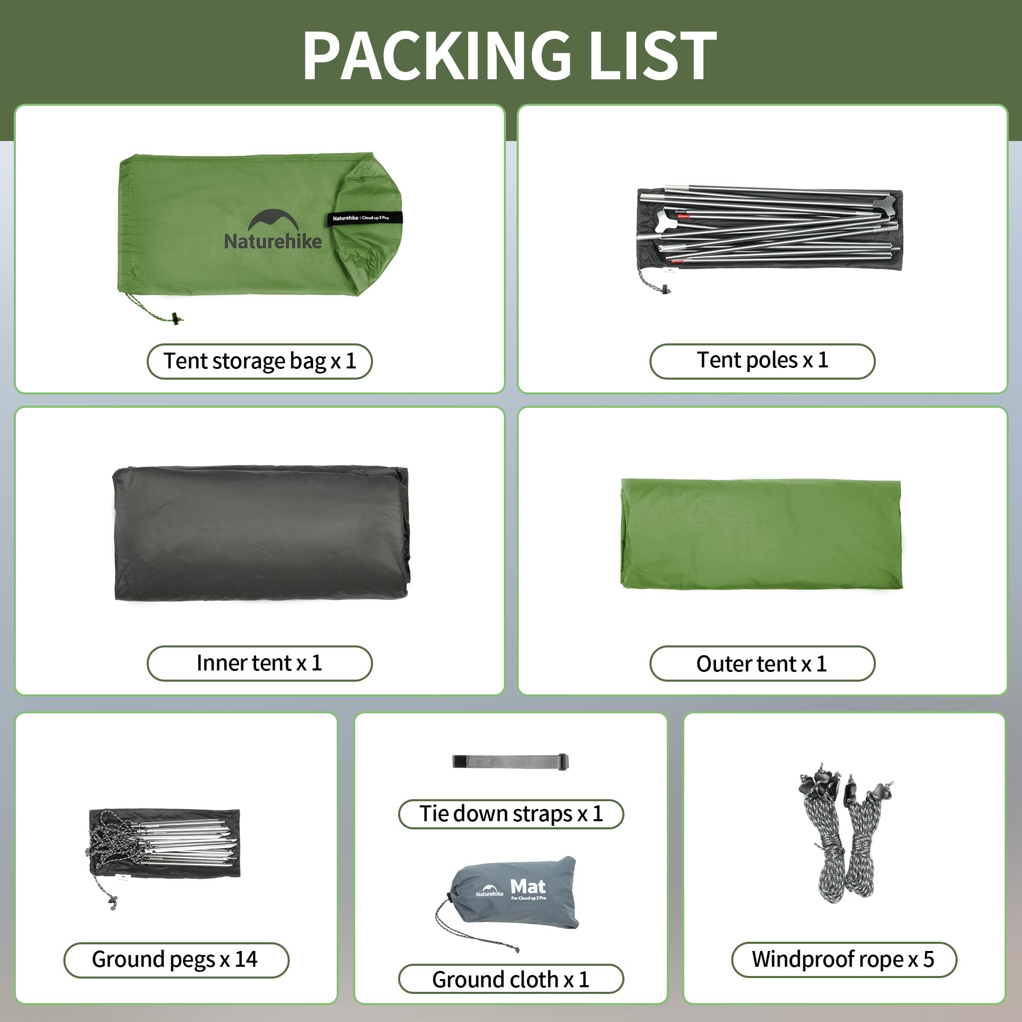 Naturehike Cloud up 2 Camping Tent 2 Man Backpacking Tent 3-4 Season Wild Country Tent Lightweight Dome Tent