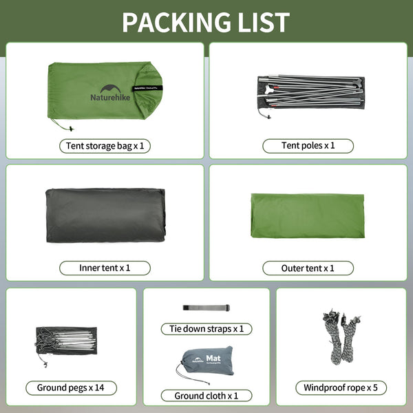 Naturehike Cloud up 2 Camping Tent 2 Man Backpacking Tent 3-4 Season Wild Country Tent Lightweight Dome Tent