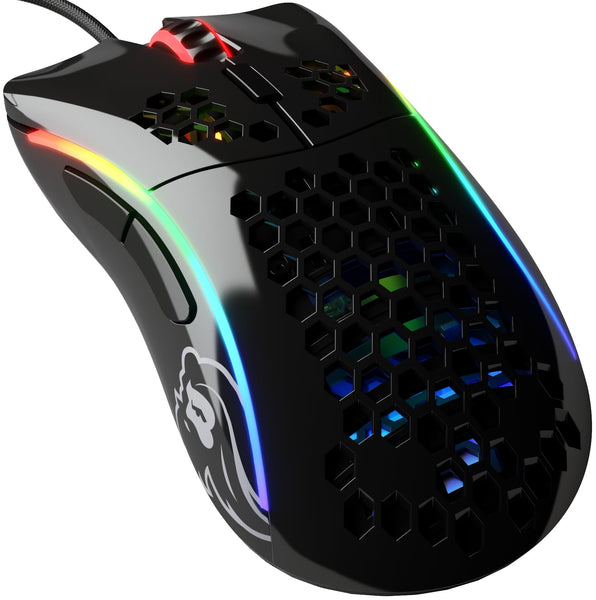 Glorious Gaming Model D Wired Gaming Mouse - 68g Superlight Honeycomb Design, RGB, Ergonomic, Pixart 3360 Sensor, Omron Switches, PTFE Feet, 6 Buttons - Glossy Black
