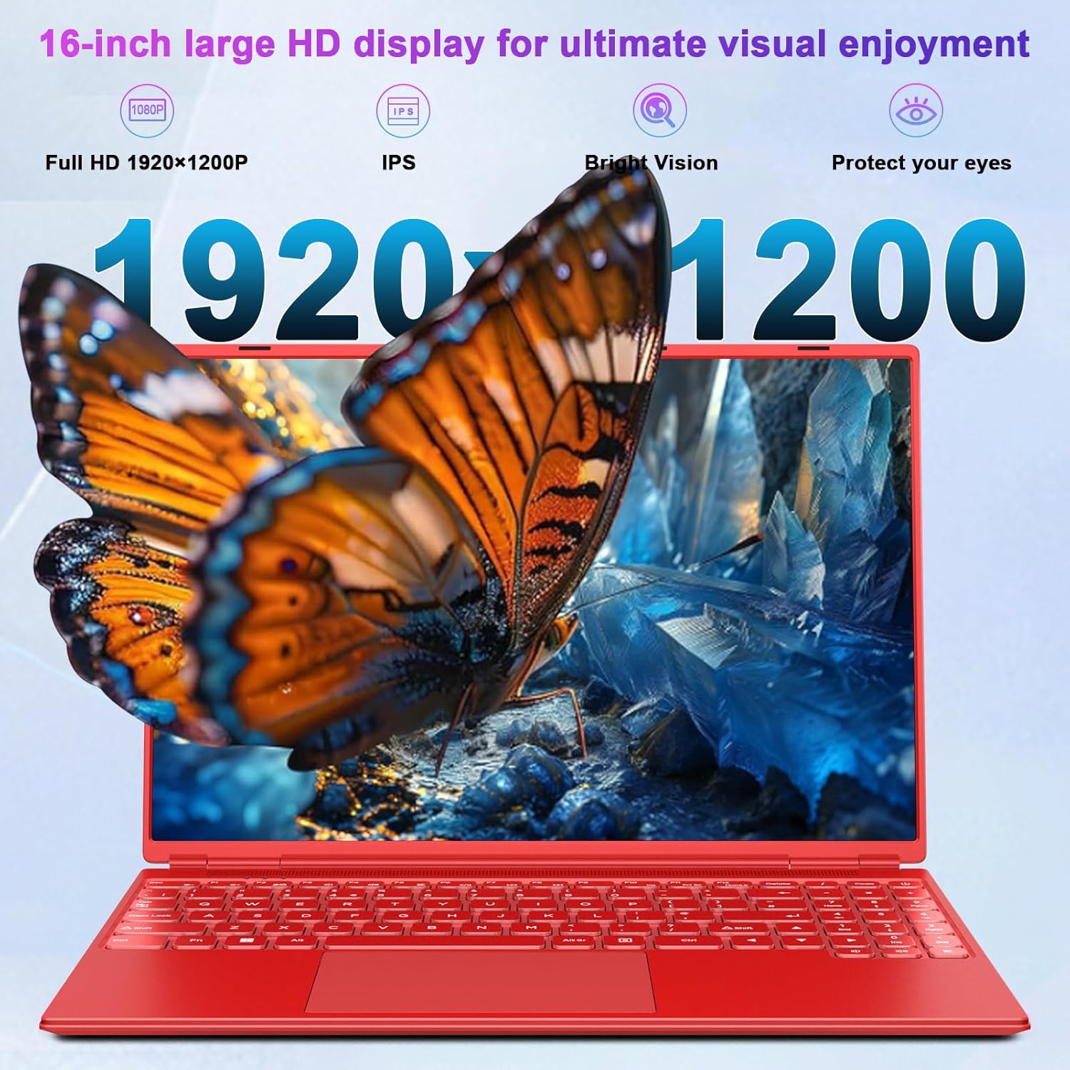 HUQPPQ 16 Inch Blue Laptop Celeron N5095 (Up to 2.9GHz) 12GB RAM 512GB SSD | 1TB Expandable | FHD 1920x1200, USB3.0, WiFi5 | WIN 11 Laptops for Students, School & Office - N600