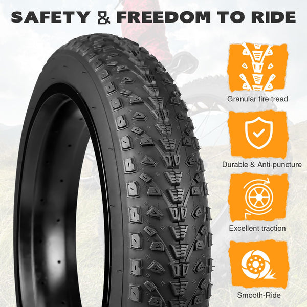 GRELiving Pack of 2 E-Bike Tyres 20/24/26/27.5 x 3.0 Inch Bicycle Tyre Heavy Duty Fat Tyre (26x3.0 Inch)