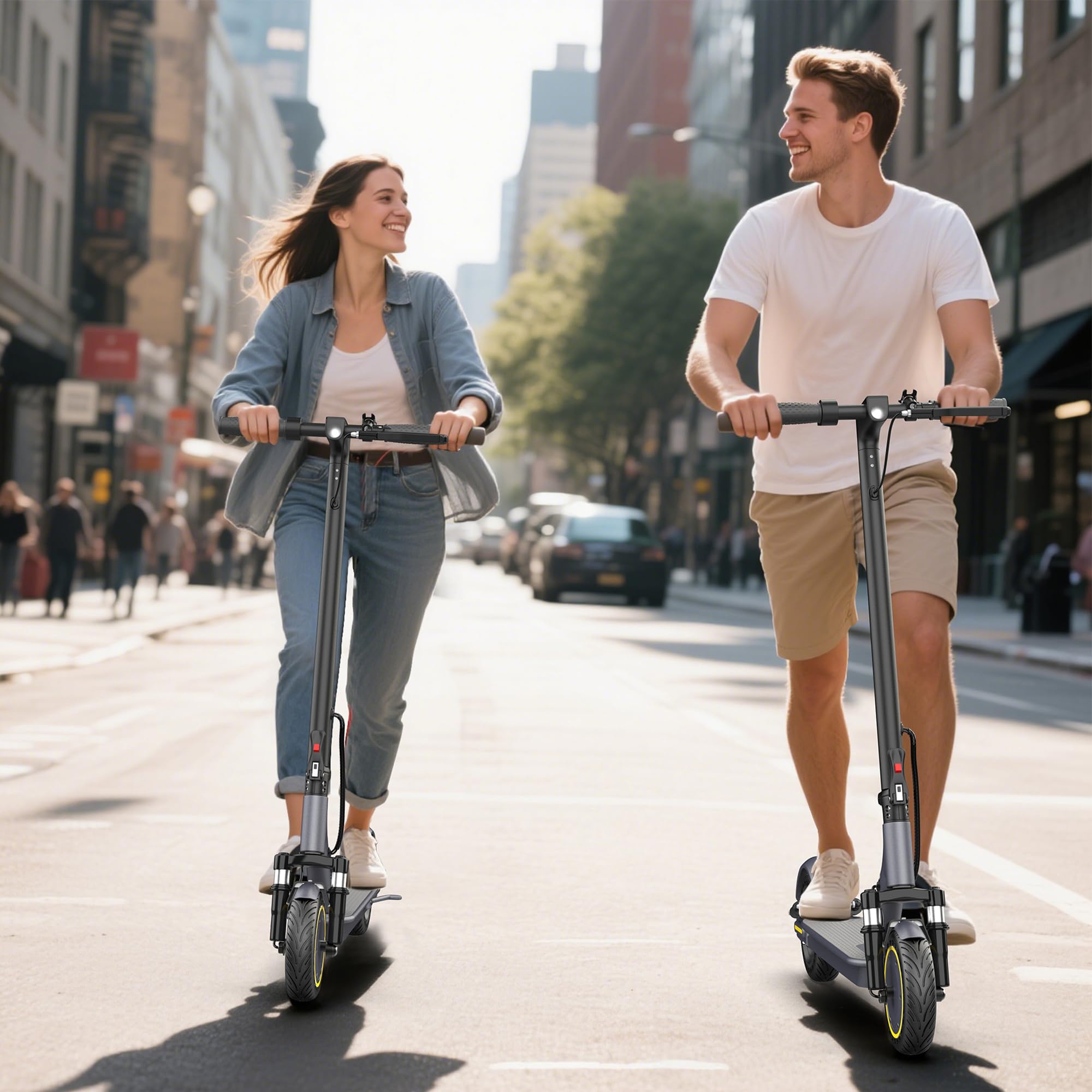 Electric Scooter, Electric Scooter Adult 350W with 25-35KM Range, Max Speed 25KM/H, 8.5" Solid Tire, Double Braking System for Adults and Teens