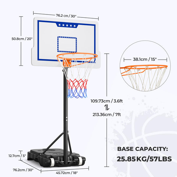 Basketball Hoop Outdoor, Yohood Basketball Hoop and Stand Portable Adjustable Height Net Set System on Wheels Sturdy Backboard for Game Park Garden Indoor