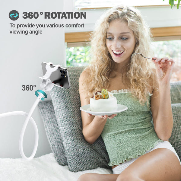 Gooseneck Phone Holder for Bed, Flexible Lazy Arm Cell Phone Stand Holder 360 Adjustable Clamp Bracket Mount Desk for iPhone 16 15 14 13 12 11 Pro Max Plus, Mini, Xs XR, Samsung