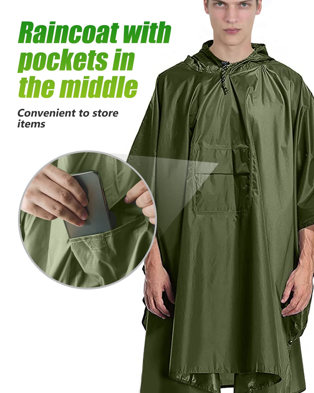 Victoper Waterproof Poncho Adult, Reusable Rain Poncho Adult Waterproof Poncho Waterproof Adult Lightweight Waterproof Raincoat for Outdoor Hiking Camping Cycling Traveling