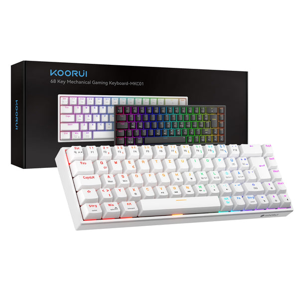 KOORUI 60% Mechanical Gaming Keyboard, Mixed Colors LED Backlit Ultra-Compact 69 Keys, Mini Wired Keyboard with Blue Switch for Windows Laptop PC/Mac OS/Xbox-BLACK(Blue Switch)