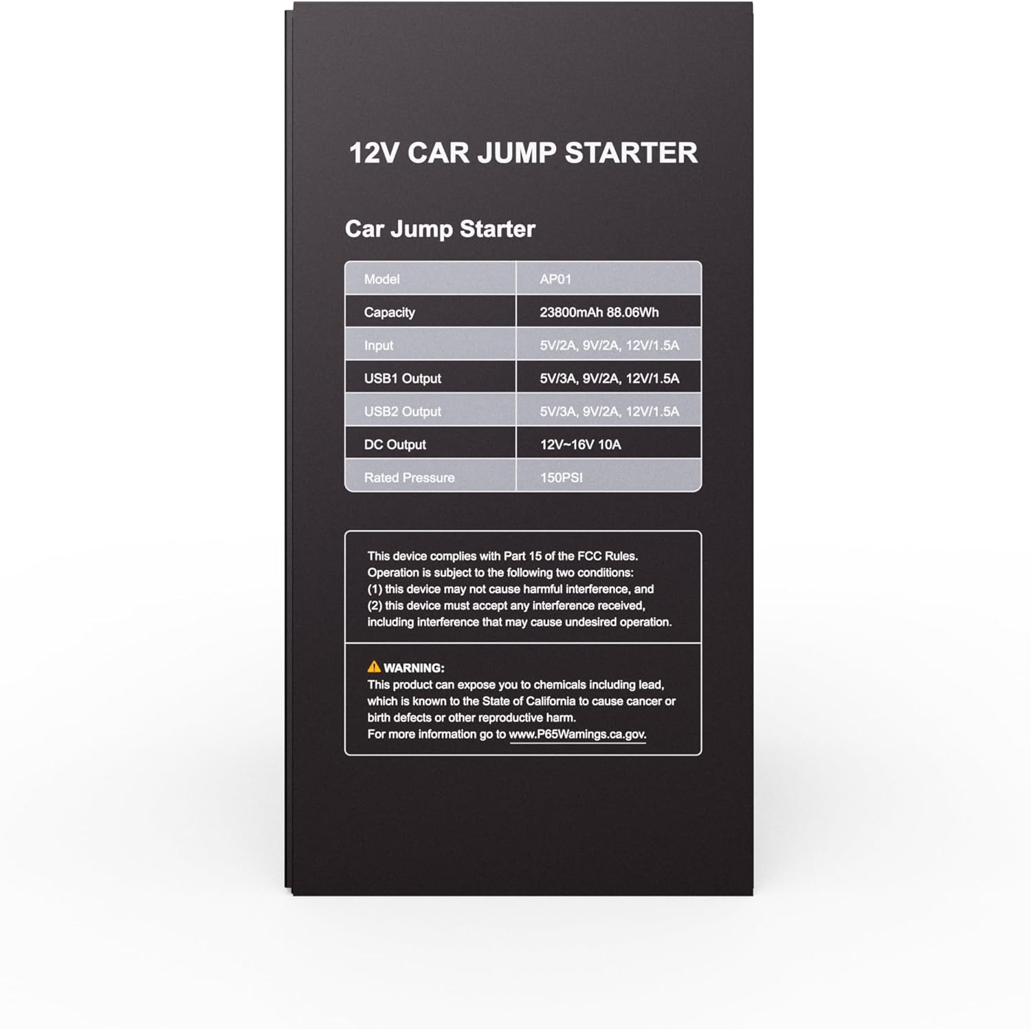 Jump Starter Power Pack with Air Compressor, YaberAuto 6000A Portable Car Battery Booster (All Petrol/10L Diesel), 12V Car Jump Starter Power Bank with Jump Leads, LCD Screen, Emergency Light