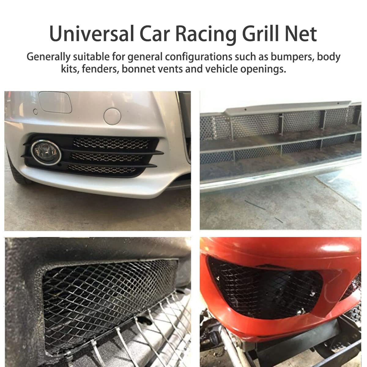 Car Mesh Grille, 100 * 30cm Universal Aluminium Alloy Car Racing Grill Net Vent Tuning Durable Honeycomb Grille Mesh for Bumper, Hood Vents, Fenders (3 * 6MM)