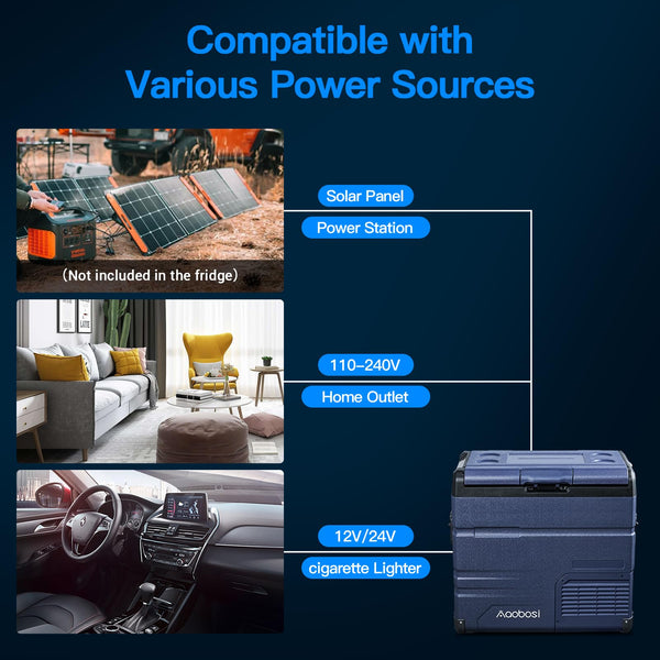 AAOBOSI Compressor Camping Fridge 95L, Car Fridge Dual Zone with 12/24V DC and 100-240V AC, -20°C to 20°C Portable Freezer for Car, Campervan, Lorry, Truck, Boat
