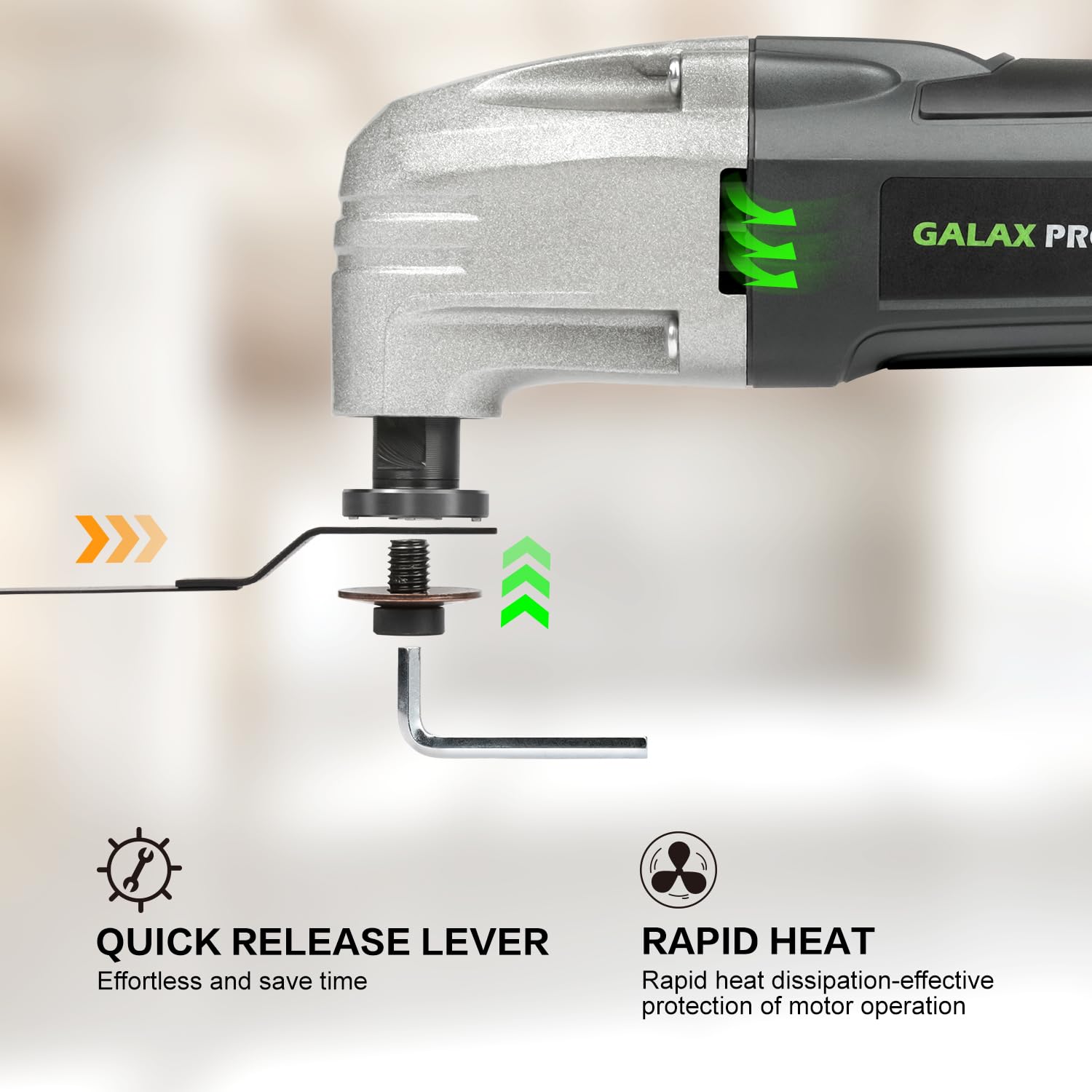 GALAX PRO Oscillating Tool, 400W Multifunction Tool,6 Variable Speed - Oscillating Vibration Angle 4 Degrees,Quick Change System with 30 PCS Accessories for Cutting, Sanding and Grinding