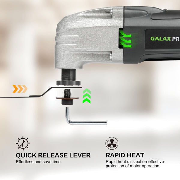 GALAX PRO Oscillating Tool, 400W Multifunction Tool,6 Variable Speed - Oscillating Vibration Angle 4 Degrees,Quick Change System with 30 PCS Accessories for Cutting, Sanding and Grinding