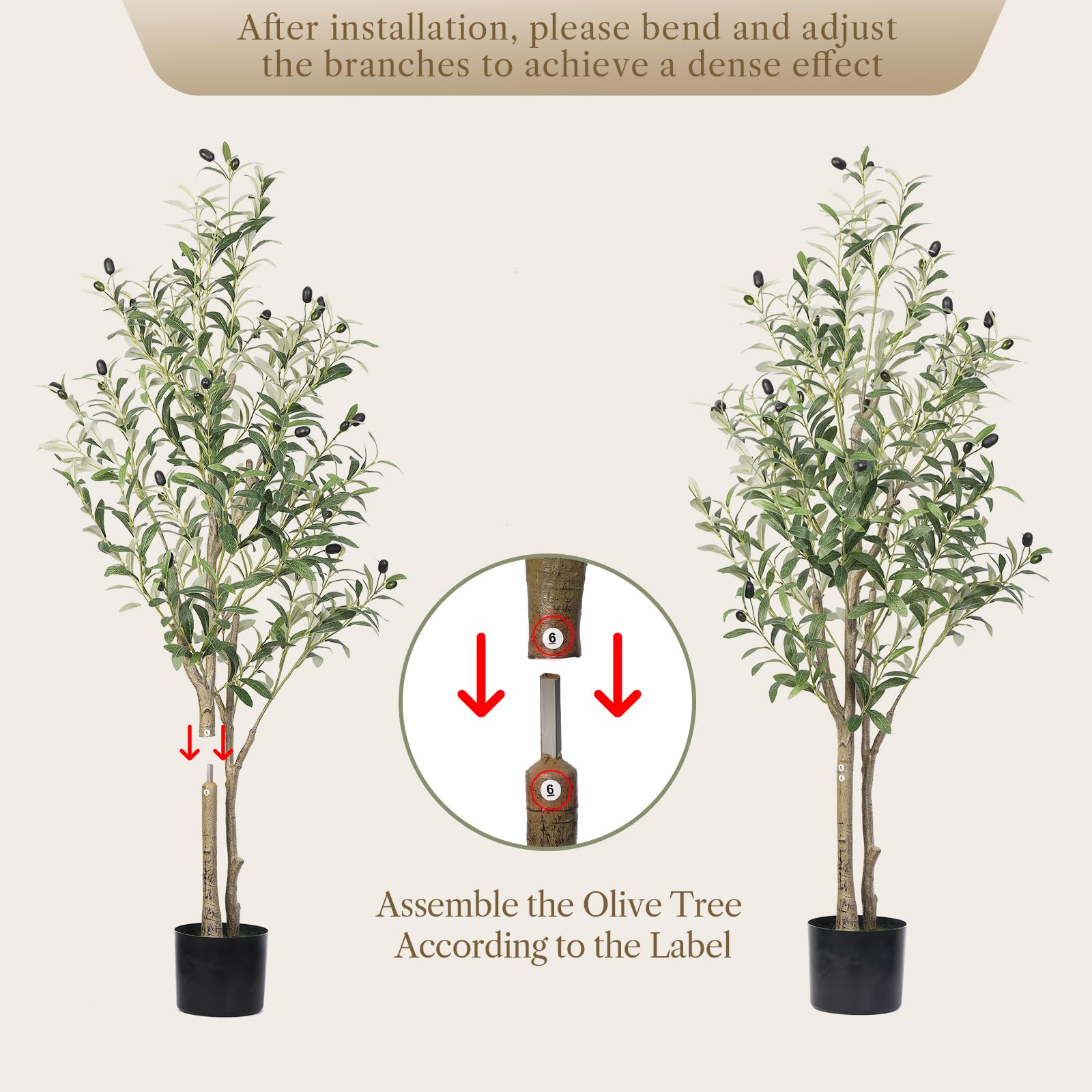 Alupssuc 4FT Artificial Olive Tree, Lifelike Olive Leaves, Faux Tree Indoor/Outdoor for Home, Living Room, Bedroom, Balcony, Office, Garden Decor