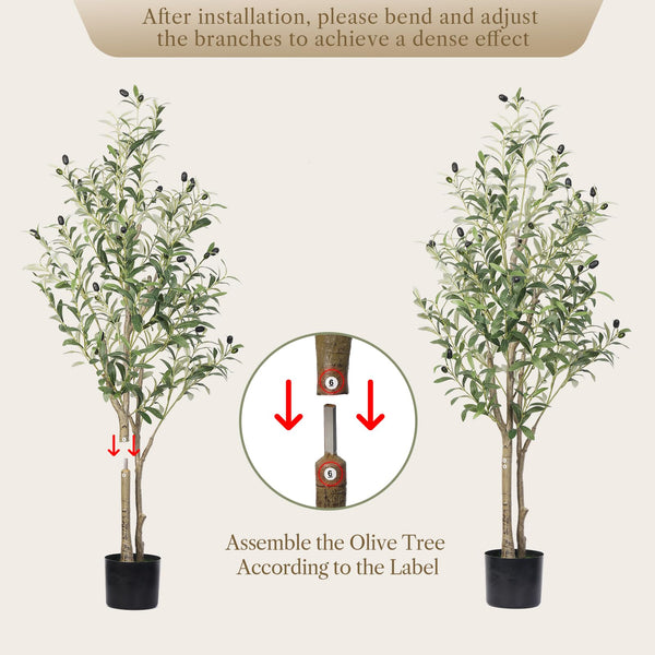 Alupssuc 4FT Artificial Olive Tree, Lifelike Olive Leaves, Faux Tree Indoor/Outdoor for Home, Living Room, Bedroom, Balcony, Office, Garden Decor