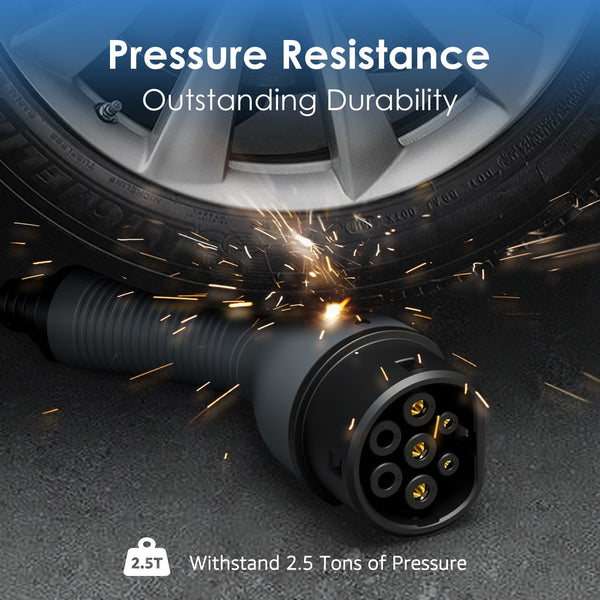 bokman EV Charger Type 2 to 3 Pin Plug, 5M / 3.3kW / 13A / IP65 Waterproof, Electric Car Charger with LED Indicators, Type 2 Charging Cable 3 Pin with Carry Bag & Microfiber Towel