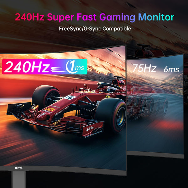 KTC Flat 32 Inch Monitor, QHD 1440P 2K@100Hz IPS Large Computer Monitor, Ultra Thin Bezels, Anti-Blue Light, HDR10, 103% sRGB, 86% DCI-P3, 350 Nits, 3ms MPRT, Adaptive Sync for Working and Gaming