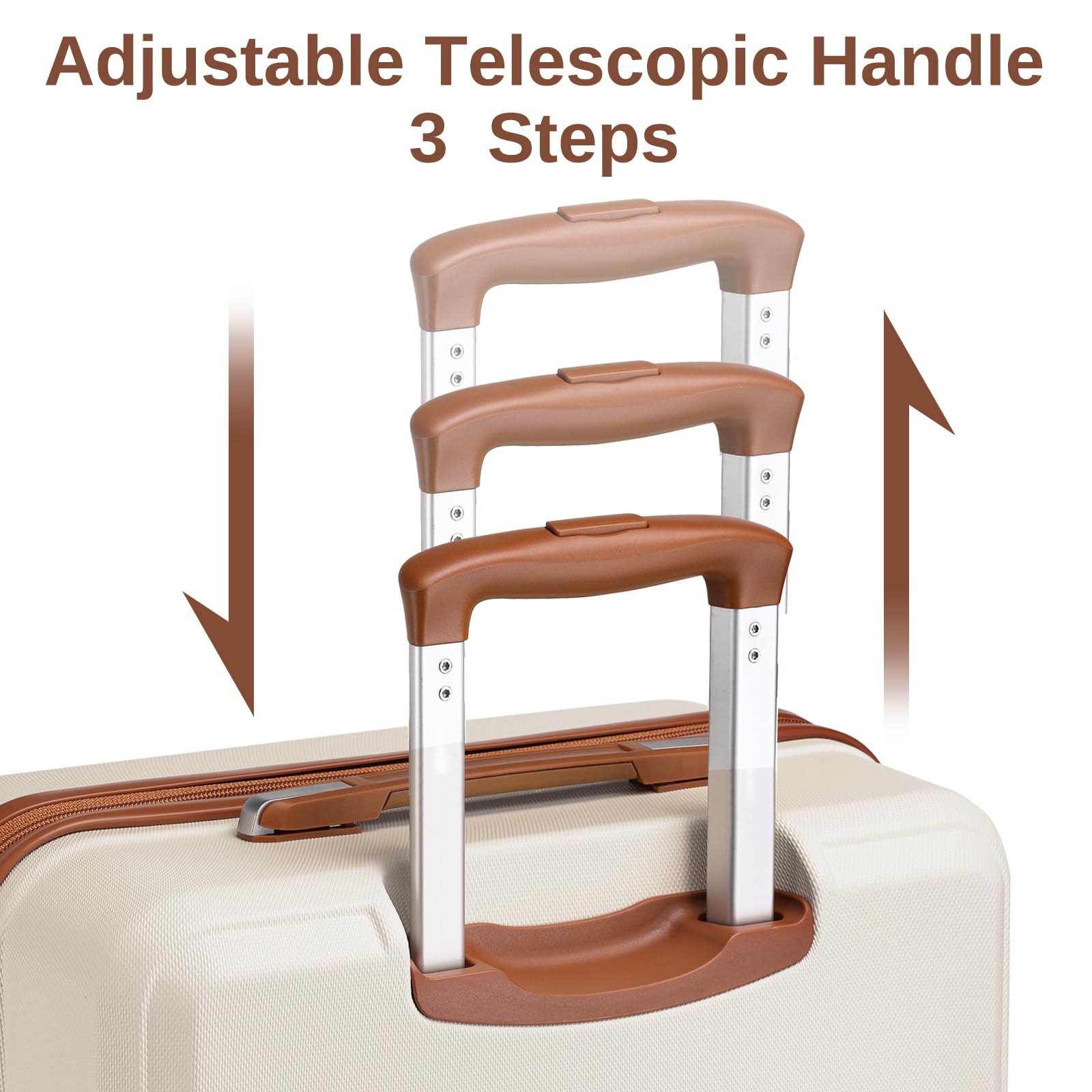 Kono Travel Luggage Sets of 6 Piece Lightweight ABS Hard Shell Trolley Case with TSA Combination Lock 20" 24" 28" Suitcase + 12" Beauty Case + Duffel Bag & Toiletry Bag (Cream White)