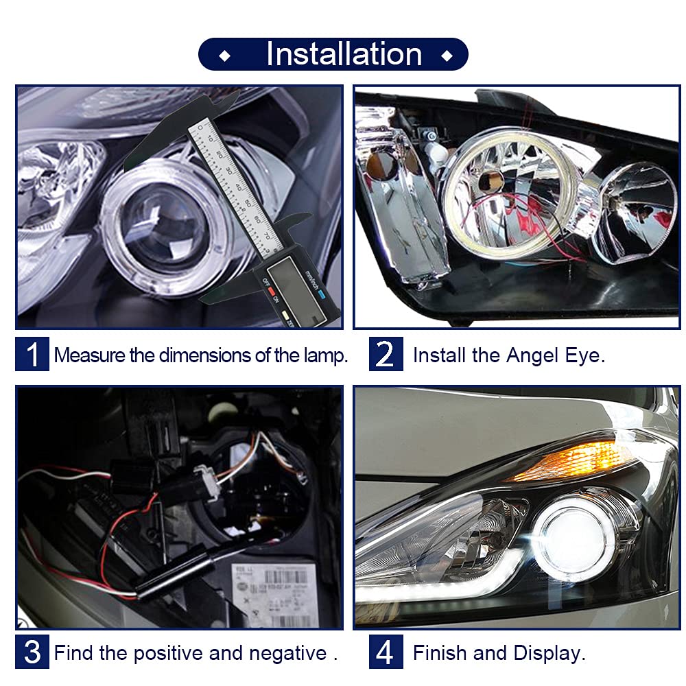 Qasim Car Angel Eyes COB Light Halo Ring 120MM 93SMD Headlight Lamp White 12V 24V(Pack of 2PCS)