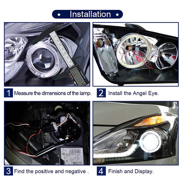 Qasim Car Angel Eyes COB Light Halo Ring 120MM 93SMD Headlight Lamp White 12V 24V(Pack of 2PCS)