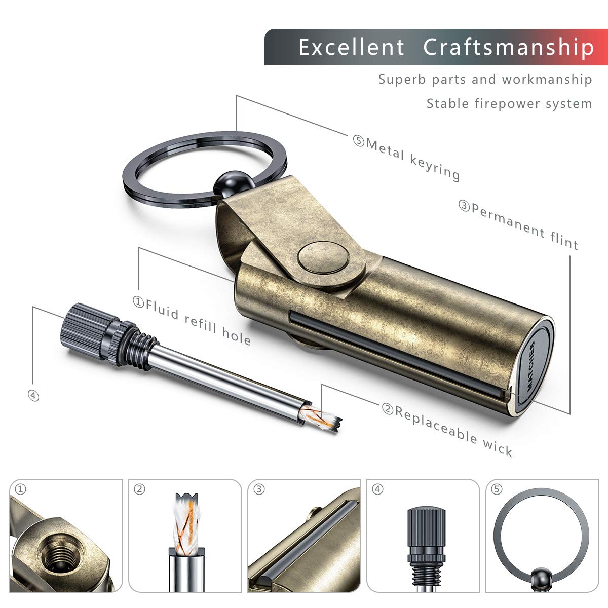 VVAY Permanent Match Lighter with Keyring (Sold without Fluid)