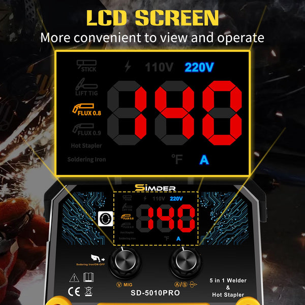 SSIMDER MIG Welder 240V Gasless MIG MMA 2 in 1 Welding Machine Flux Core Welder 220V 140Amp IGBT Inverter Welder MIG No Gas for Home DIY, Auto Repair, Metal Crafting,Best for Beginner