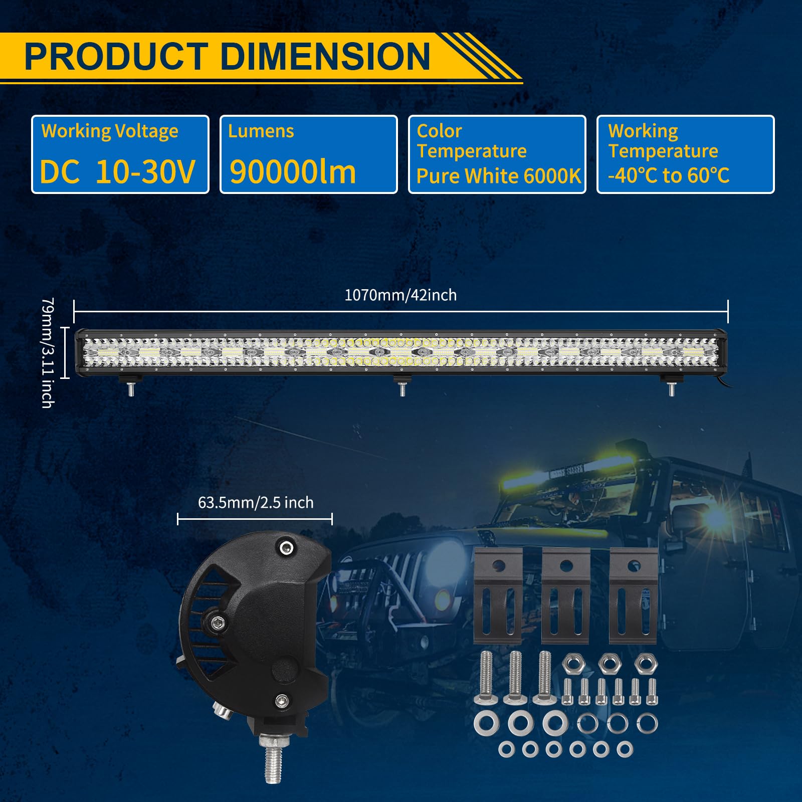 RIGIDON 8D Led Work Light Bar, 12 inch 240W 12V 24V 7D Tri Row Fog Light for Car Off road Truck SUV ATV 4x4 Boat, Flood Spot Combo Beam, Waterproof Outdoor Driving Lighting, 6000K White