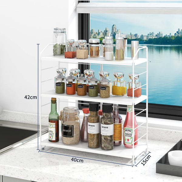AIRUJIA Spice Rack Organizer 3-Tier Adjustable, Kitchen Countertop Storage Shelf, Free Standing Spice Organizer Rack for Spice Bottles, Bathroom