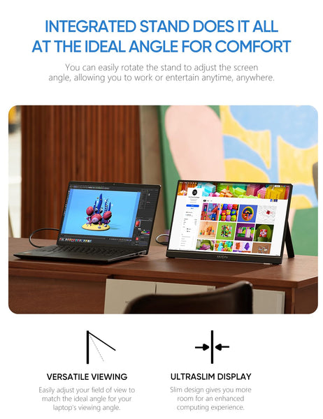 ARZOPA 16.1'' 144Hz Portable Monitor with Storage Bag, 100% sRGB 1920×1080P FHD HDR 144HZ Gaming Monitor, Ultra Slim - Eye Protection-External Second Screen for Laptop/PC/Mac/PS3/4/5/Xbox - Z1FC（Grey）