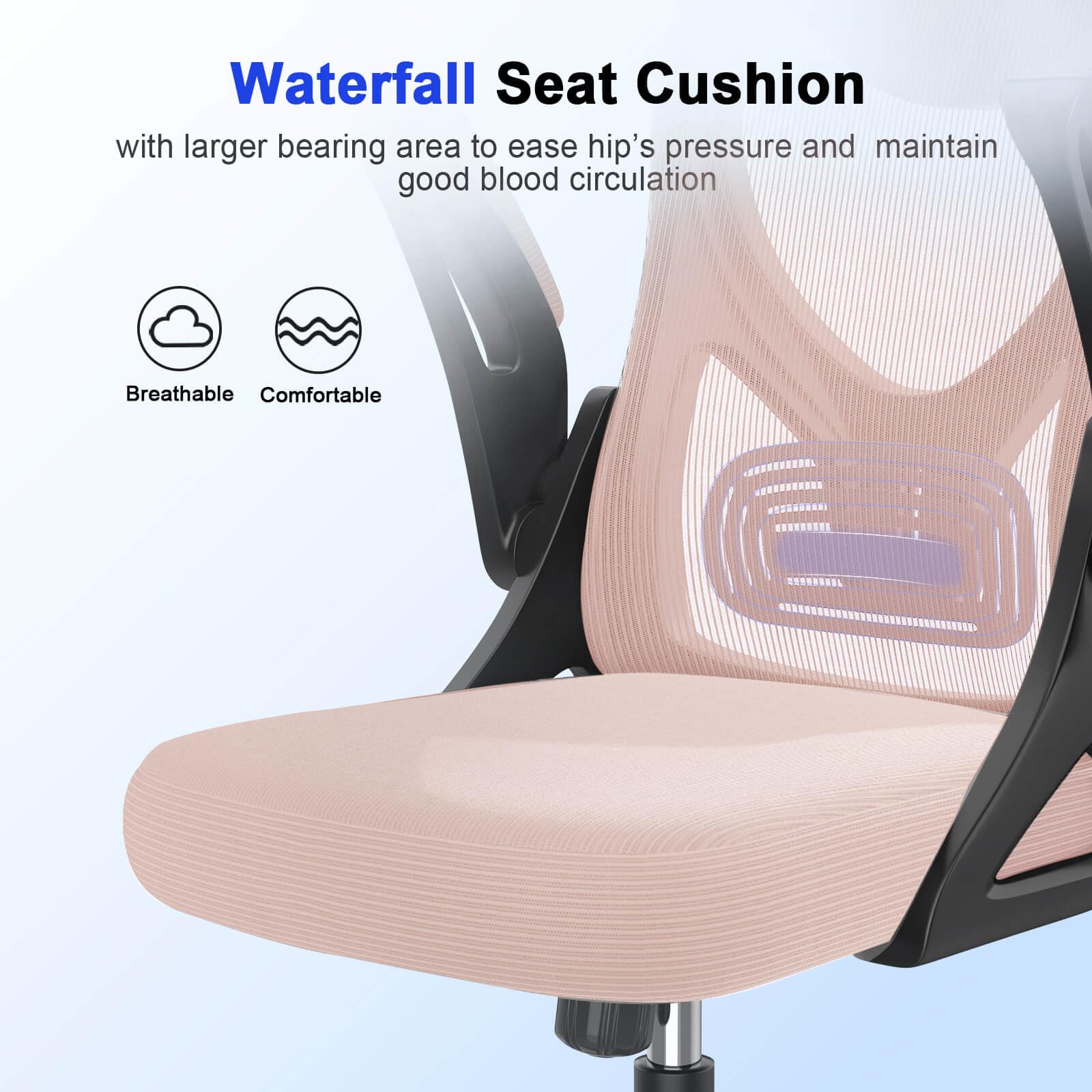 Office Chair - Ergonomic Desk Chair with Lumbar Support Headrest Adjustable, Padded Flip-up Armrests Comfy Seat Cushion High Back Executive Manager Chair For Home Office