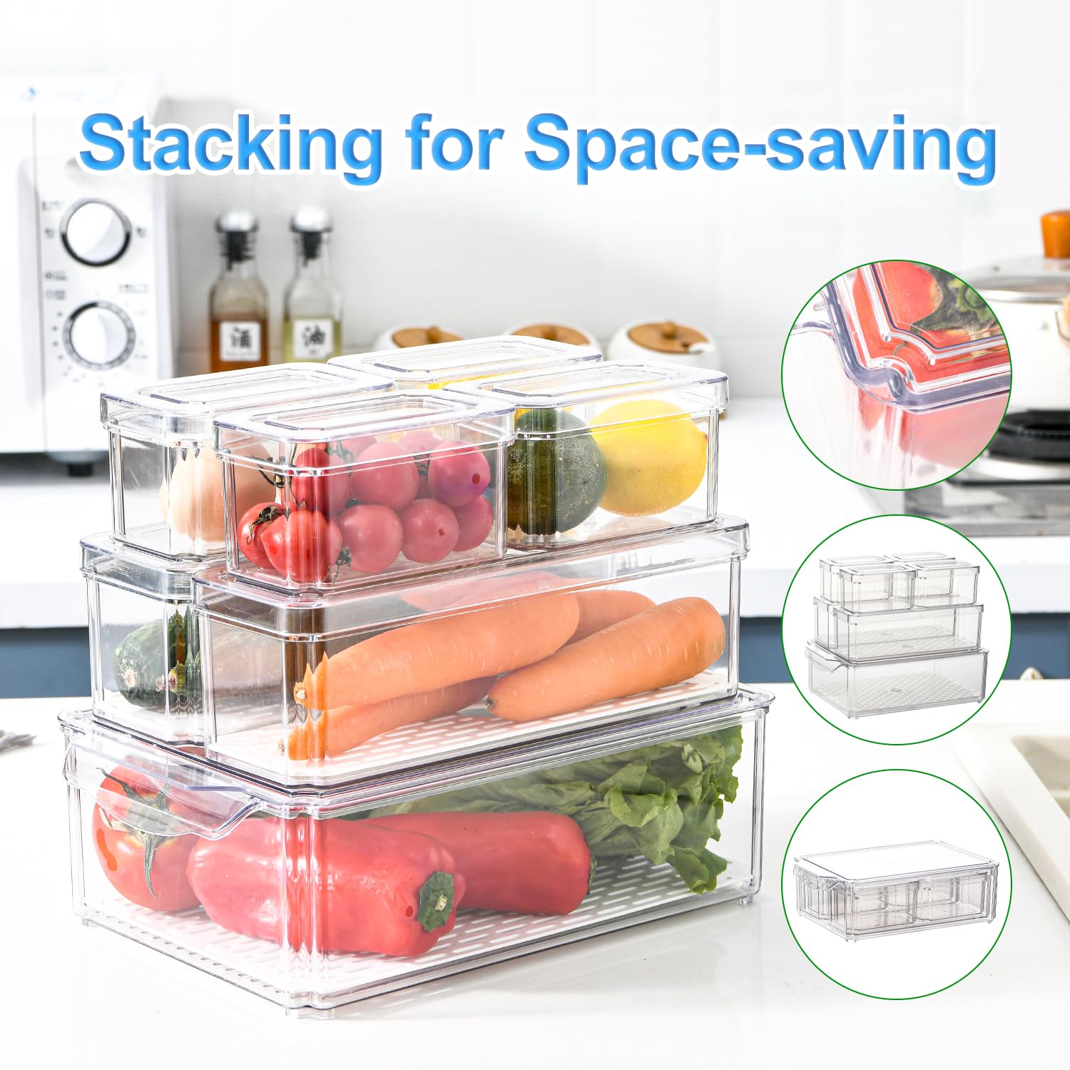 KUMD 50-Piece Airtight Food Storage Containers with Lids | Leakproof, BPA-Free, 25 Containers+ 25 Lids, Stackable & Microwave Safe Kitchen Organisers for Pantry, Meal Prep & Freezer Use, 40ml-2.5L