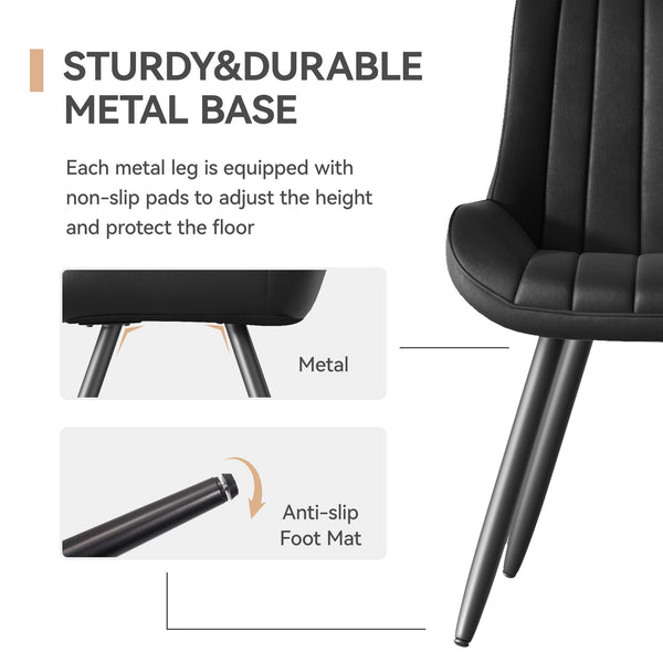 Hawthyhome Dining Chairs Set of 4 |Upholstered Chairs with 10cm Thick Seat Cushion •Upholstered Fabric Dining Chair •Kitchen Chair with Backrest •Modern Armchairs with Metal Legs •Dark Grey