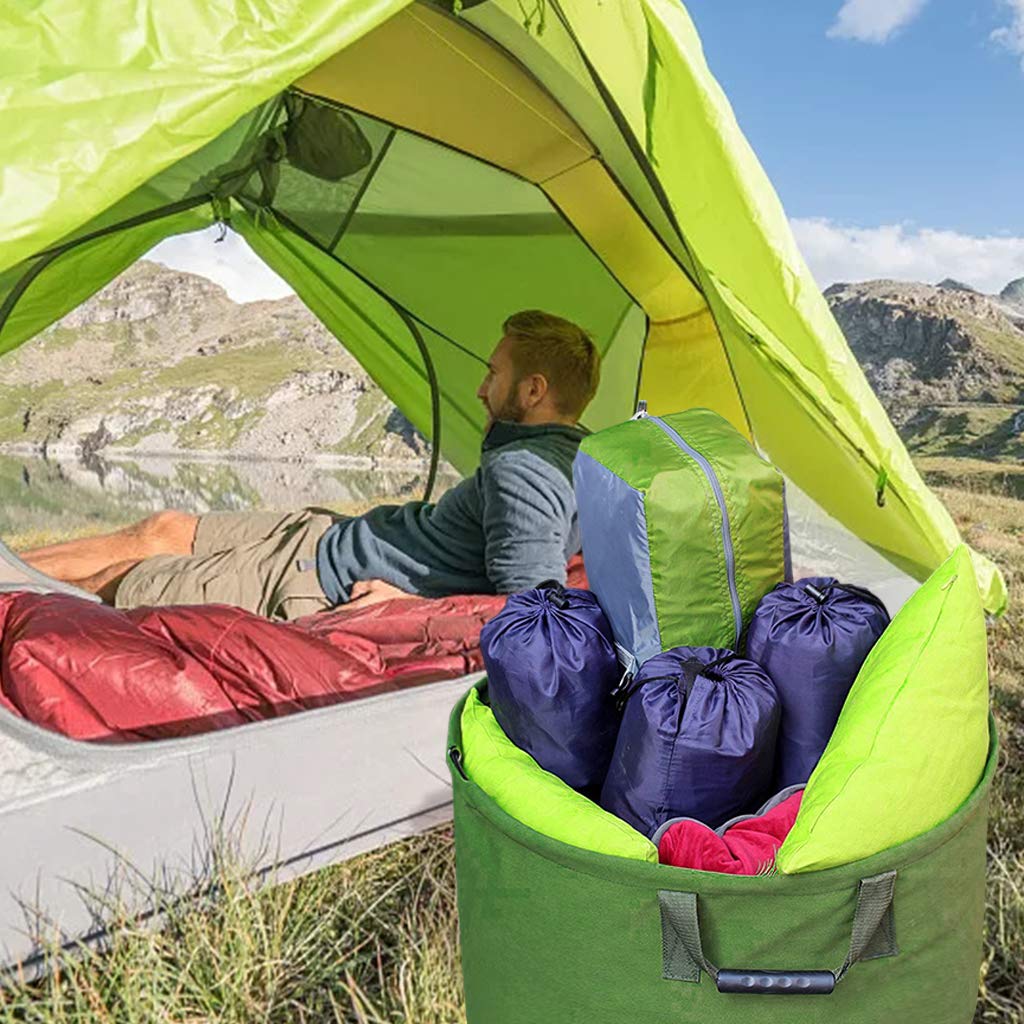 3-Pack 125L Garden Waste Bags Heavy Duty with Handles,Green Leaf Bag with Military Canvas Fabric (H45.7 cm, D55.8 cm)