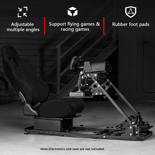 Flight Racing Simulator Cockpit Adjustable Compatible With HOTAS Warthog, G Saitek, Logitech G920 G923, Thrustmaster T80 T150, Game Mount Without Wheel, Shifter,Seat and Pedal