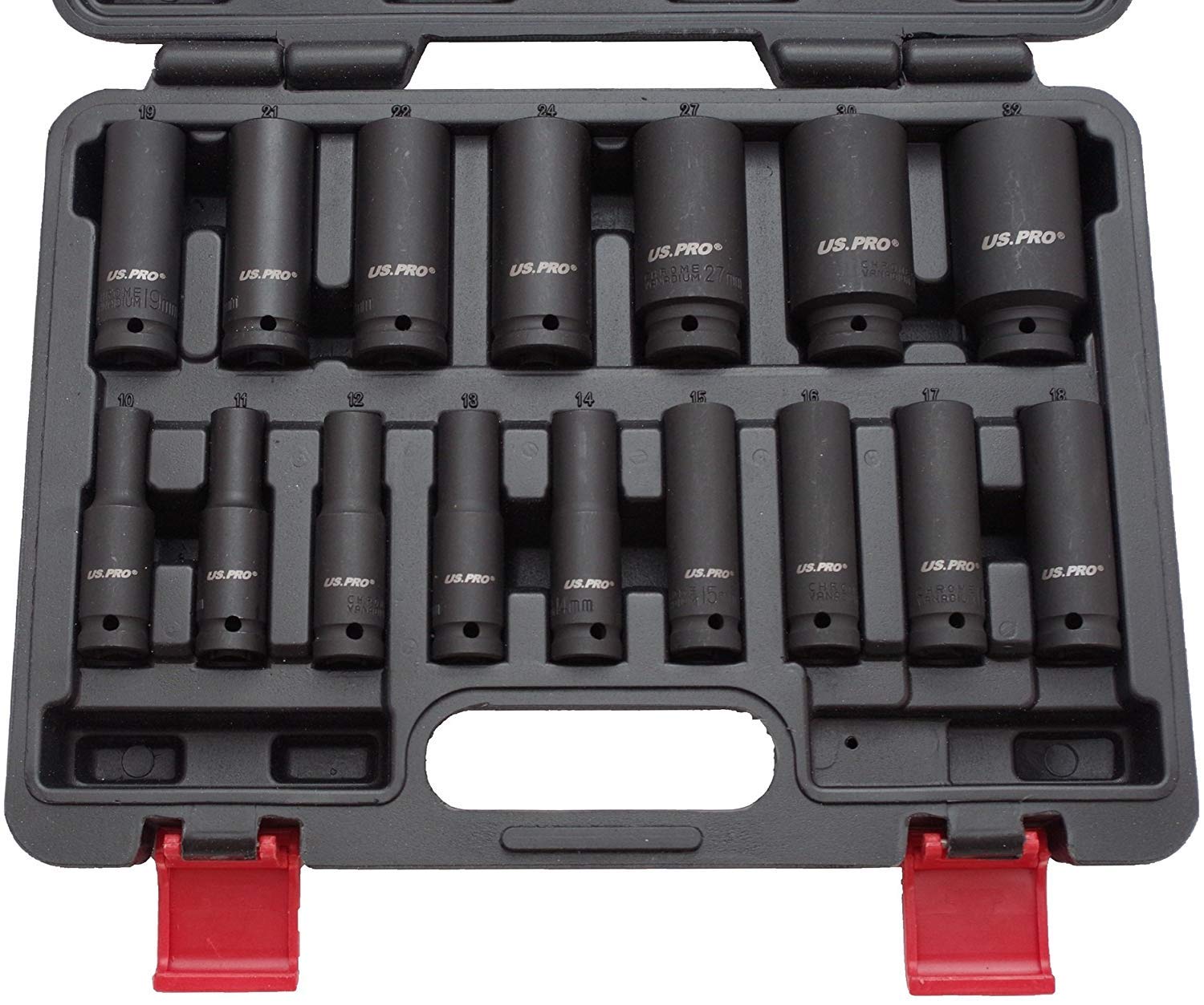 US PRO by Bergen 16pc 1/2'' Dr 6-Point European Deep Impact Socket Set B1340