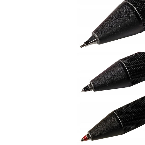 rOtring 600 3-in-1 Multicolour Pen and Mechanical Pencil | Black & Red Ballpoint Pen Tips | 1 Mechanical Pencil Tip (0.5mm) | Silver Barrel