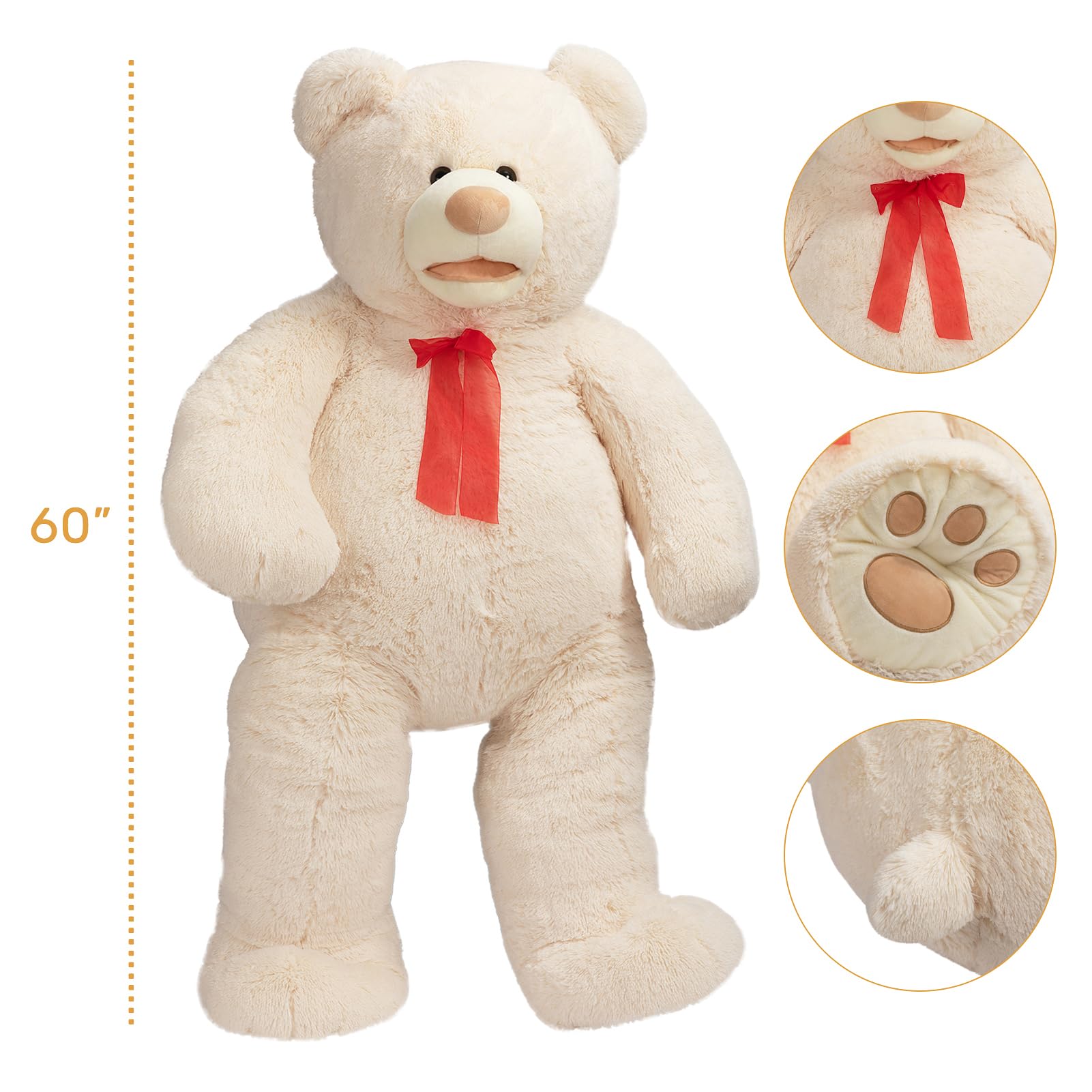 HollyHOME 150cm Giant Teddy Bear Stuffed Animal Large Soft Toys Plush Bear, Light Brown Age 3+