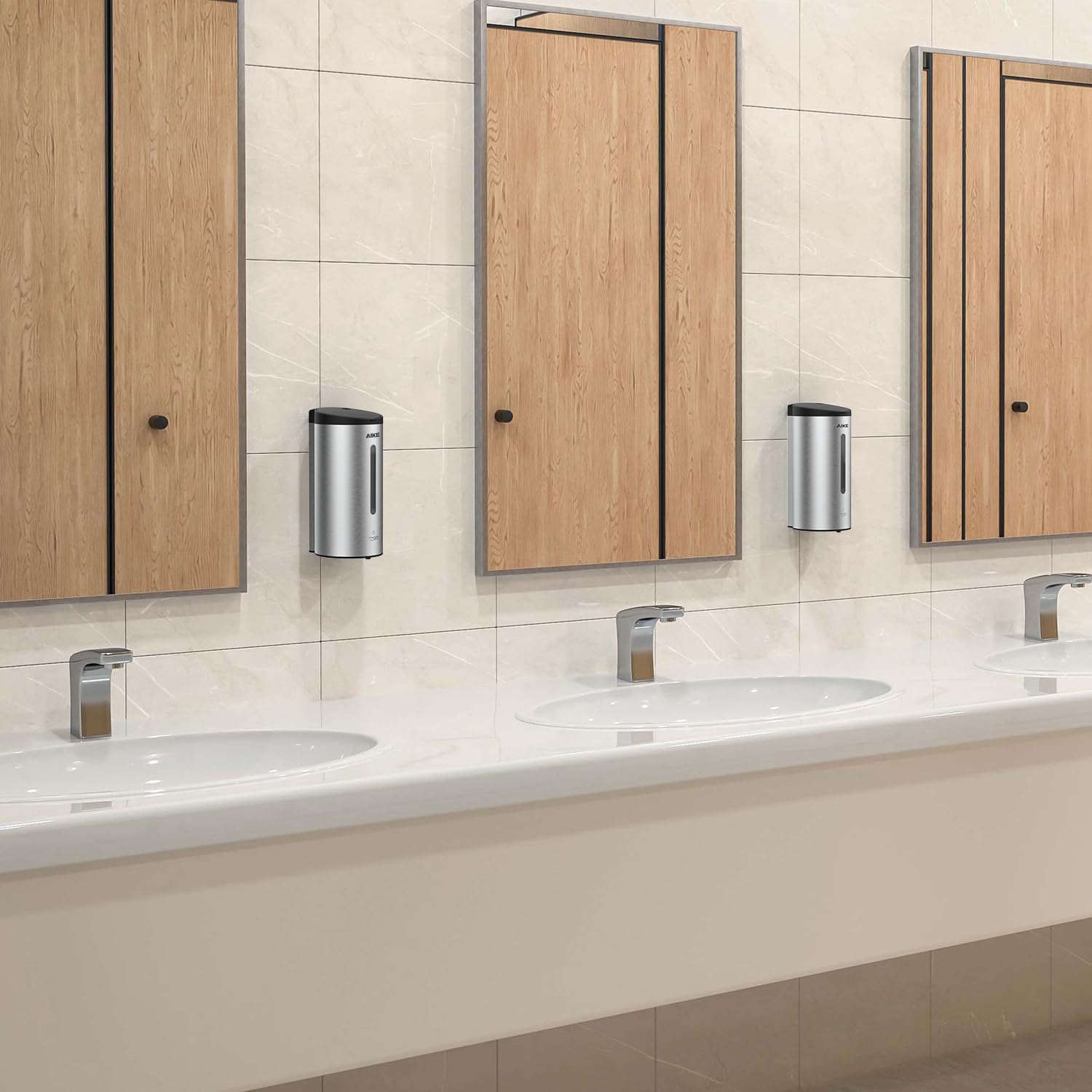 AIKE New AK1205 800ml Wall Mounted Soap Dispenser, Automatic Hand Soap Dispenser, Commercial Stainless Steel Liquid Dispenser