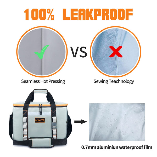 INSMEER Large Cooler Bag 65 Can, Soft Cooler Insulated 48L Foldable/Collapsible/Leakproof,with Opener&Removable Shoulder Strap, Portable Thermal Bag