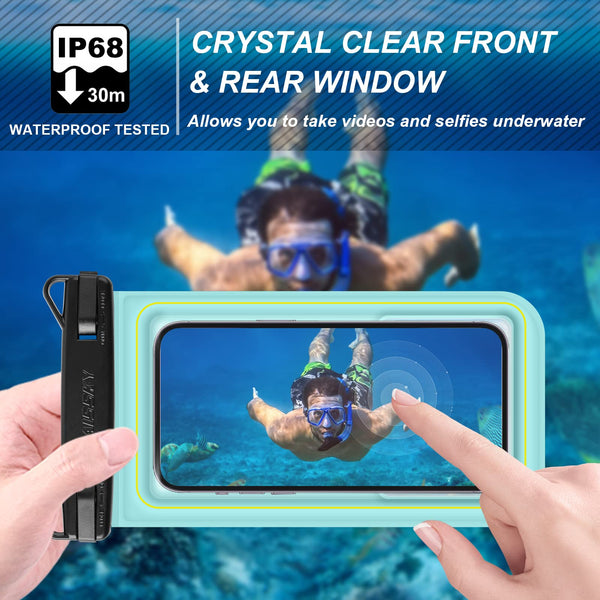 Floating Waterproof Phone Pouch, IPX8 Universal Waterproof Phone Case for Swimming Dry Bag Underwater for iPhone 16 Pro Max 15 Pro 14 Samsung S25 S24 S23 Ultra Huawei Xiaomi etc, Up to 6.9"