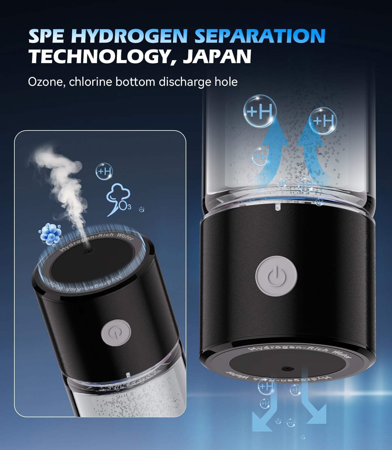 Upgrade 3-in-1 Hydrogen Water Bottle Generator - Industry TOP - 24-Hour Hydrogen Lock | 0 Chlorine & 0 Ozone | 100% Leak-Proof Seal, Hydrogen Water Bottle Generator